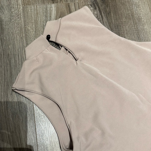 Light Tan bodycon high neck dress - Picture 6 of 9